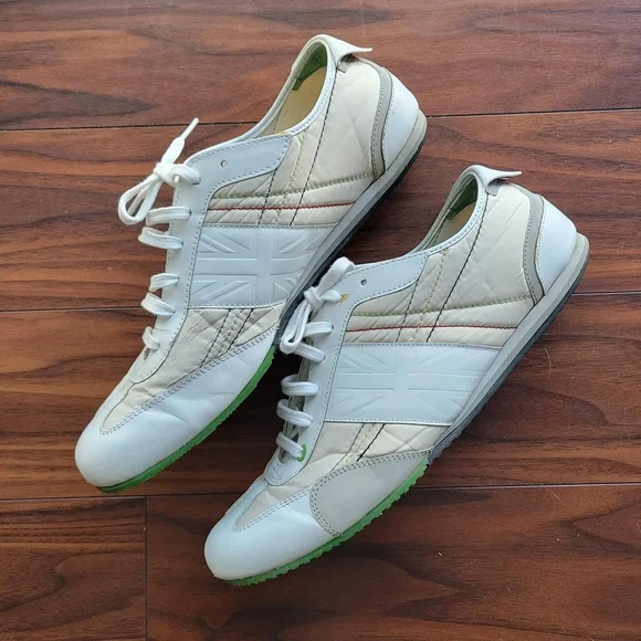 Hugo Boss White Leather Retro Sneakers Size 12 - Picture 5 of 9